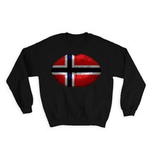 Lips Norwegian Flag : Gift Sweatshirt Norway Expat Country For Her Woman Feminin - £23.21 GBP