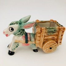Vintage Ceramic Donkey Pulling Cart Planter Marked Japan 6.5 inch - £14.07 GBP