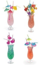 48 Assorted Tropical Drinking Straws, Luau/Tiki Bar Flamingo, Flower, Umbrella - £12.73 GBP