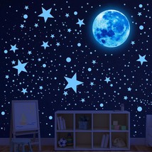 492Pcs For Ceiling Glow In The Dark Moon And Space Wall Decals Glowing Galaxy Un - £13.32 GBP