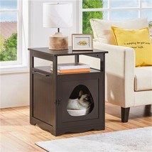 Indoor Cat Litter Box Hidden Cat Furniture Washroom Pet House Nightstand Cabinet - £99.11 GBP