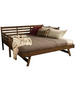 Solid Wood Daybed Frame with Twin Pop-Up Trundle Bed in Walnut Finish - $18,345.10 MXN
