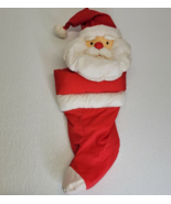 Vintage Russ Berrie Santa Claus Plush Christmas Stocking Nylon Puffy Red... - $12.22