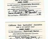 Spiritual Healer &amp; Licentiate Minister Cards California State Spirituali... - £22.05 GBP
