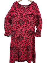 Soma Large Black &amp; Red Paisley Print Sleep Shirt Lounge Dress Gown Night... - $26.99