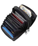 Women&#39;s Palm Wallet, Accordion Style,Genuine Leather, RFID Blocking, Bla... - $11.79