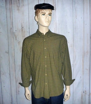 U.S. Expedition Men&#39;s Large Shirt Mustard Green Black Plaid Cotton Butto... - £20.75 GBP