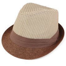 Trendy Apparel Shop Multi-Pattern Paper Straw Fedora Hat with Stylish Hat Band - - £23.69 GBP