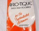 New Vintage Afro-Tique thigh high Stockings jet black one size nylon pan... - $5.00