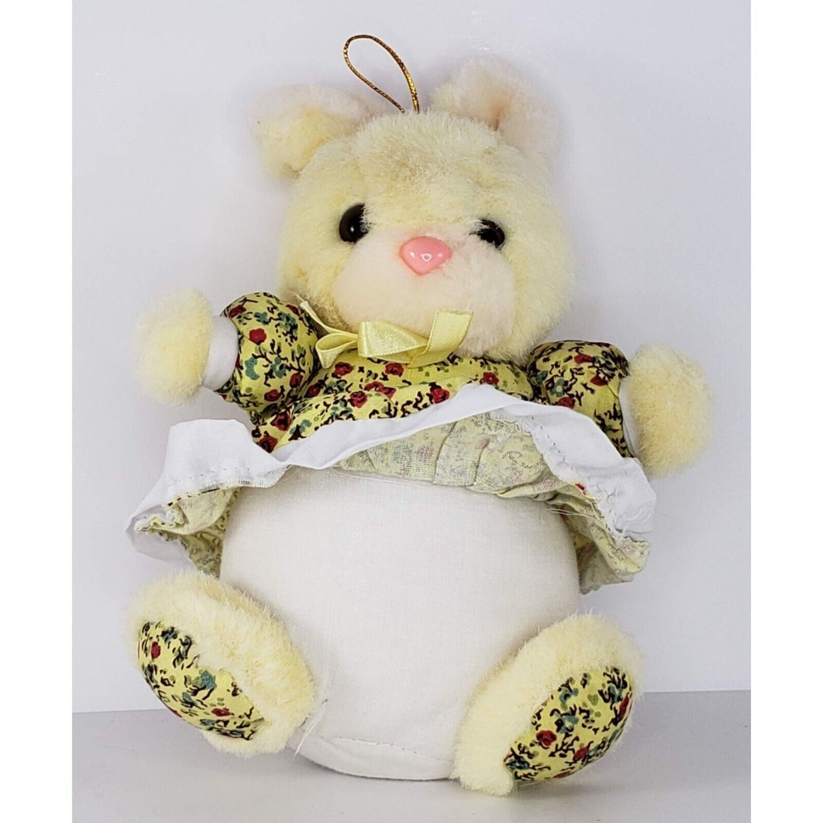 Primary image for Vintage Cloud 9 Easter Bunny Rabbit Plush Stuffed Animal Yellow Floral Dress