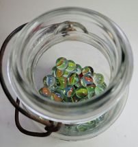 BALL IDEAL QUART CANNING JAR WITH LID AND WIRE BAIL WITH MARBLES INSIDE image 5