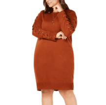Love Scarlett Womens Plus 1X Bourbon Brown Lace Sleeve Knit Sweater Dress NWT - £26.15 GBP