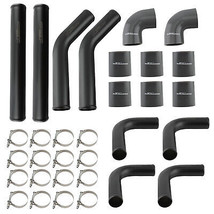 2.5&quot; Universal Aluminum Intercooler Piping Pipe Kit+Silicone Hose+T-Bolt Clamps - $98.01