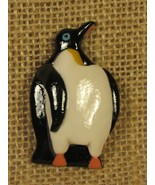 Penguin Pin-Brooch Handmade Polymer Plastic Glossy 1 3/4&quot; Long. - £2.16 GBP