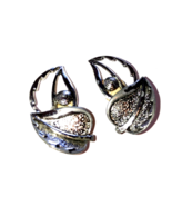 Vintage Silvertone SARAH COVENTRY Windsong Leaf Clip on Earrings circa 1960 - £9.12 GBP