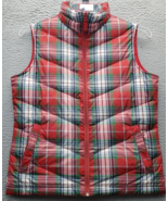 Lands&#39; End Down Puffer Vest Men Small Plaid Sleeveless Mock Neck Full Zi... - $517.94 MXN