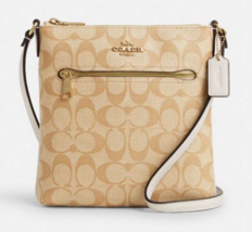 New Coach CS182 Mini Rowan File Bag Logo Signature Light Khaki / Chalk - $104.41