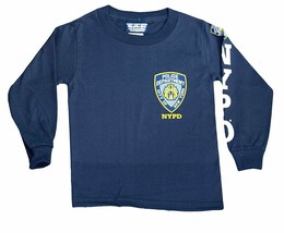 Junior NYPD Officer: Navy &amp; White Long Sleeve Tee with Chest Badge - £15.97 GBP