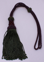 Drapery Tieback Purple Braided Curtain Tie Back with Green Tassels Beads... - $3.97