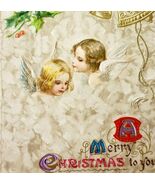 Merry Christmas John Winsch 1910 Greeting Postcard Embossed Angels PCBG6B - $42.03 CAD
