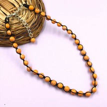 Natural Orange Sea Sediment 8x8 mm Beads Adjustable Thread Necklace ATN-15 - £11.25 GBP