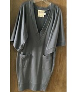 Beau Soleil Dress V-Neck Sweatshirt Cotton Gray Size S - $45.82