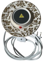 Scentsy Electric Mug Warmer Floral Design Ceramic White &amp; Gold Heating N... - $432.43 MXN