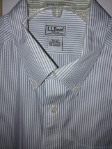 L.L. BEAN MEN&#39;S LS PINSTRIPE WRINKLE RESISTANT DRESS SHIRT-17.5/37-WORN ... - $17.99