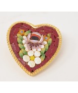 Vintage Micro Music Heart Pin Brooch Floral Design Red Heart - $55.44