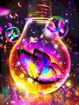 5D DIY Magical Light Bulb With Butterflies Diamond Painting Art Painting for Adu - $8.99