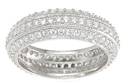 2 Karat Diamant 14K Weiß Vergoldet Triple Reihen Pflastern Ewigkeit Ring Band - £64.42 GBP