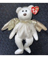 Ty Beanie Baby&quot; HALO 2&quot;  2000 Angel Bear Plush Toy Rare Brown Nose Retired - £30.33 GBP