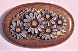 Vintage Art Plastic Brooch Pin Daisy Flowers Book Piece - £43.24 GBP