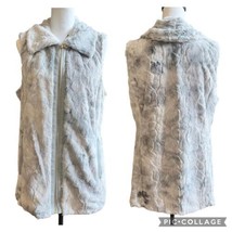Marc New York NWT Faux Fur Soft Cozy Warm Sleeveless Vest Pockets Gray Blue Sz L - £26.13 GBP