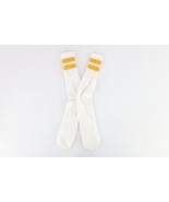 Vintage 70s Streetwear Cotton Striped Tube Socks White Yellow USA Size L... - $845.80 MXN