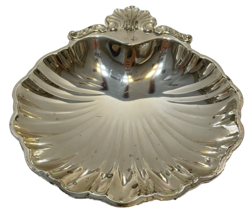 Vintage Silver Footed Shell Trinket Dish Tarnish Resistant 5.75x6&quot; Made ... - £17.69 GBP