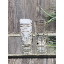 2 Vintage Tumblers Construction Worker, Gold Black Drinking Glasses - $26.00