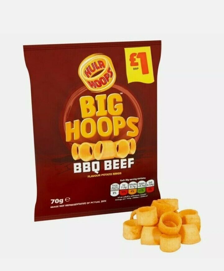 Hula Hoops Big Hoops BBQ Beef Crisps 70g*20 Barbecue Beef Flavor Potato Rings Snacks