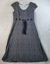 LOFT Sheath Dress Women Size 4 Black Check Knit Sleeveless Round Neck Drawstring - £15.90 GBP