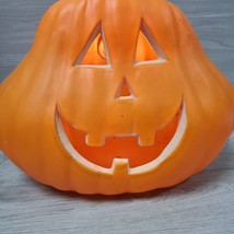 Halloween Lighted Blow Mold Plastic Happy Pumpkin 14&quot; Unbranded - $18.95