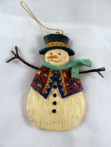 Snowman with Sweater Detail Christmas Carvings Ornaments Retired by Demdaco 4" - $7.91