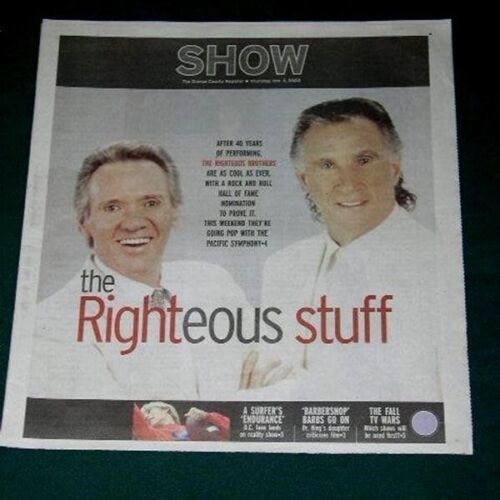 THE RIGHTEOUS BROTHERS SHOW NEWSPAPER SUPPLEMENT VINTAGE 2002 - $24.99