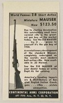1950 Print Ad Miniature Mauser Z-B Short Action Rifles Continental Arms New York - £7.22 GBP