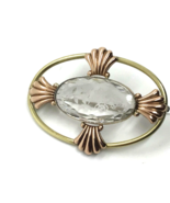 Tri Color Sterling Silver Pin Signed Diana 1930-40s Cut Glass Art Deco C... - $69.93