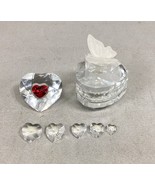 Set Of 7 - Swarovski Crystal Heart Ornament, Trinket Dish &amp; 5 Mini Hearts - €64,52 EUR