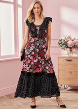Kaleidoscope Mixed Print Maxi Dress UK 12 (FMS1 -5) - £45.05 GBP