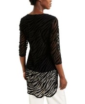 MSRP $80 Alfani Zebra-Print Burnout Layered Tunic Black Size XS - £12.06 GBP