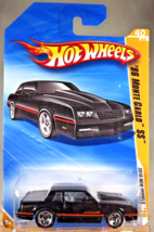 2010 Hot Wheels #40 New Models 40/44 &#39;86 MONTE CARLO SS Black w/Chrome 5 Spoke - £17.26 GBP