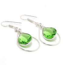 Green Amethyst Faceted Handmade Fashion Gemstone Earrings Jewelry 2.10&quot; SA 2372 - £3.18 GBP