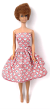 Vintage Barbie Clone Doll Dress Clothes Strapless Red Blue Floral Cotton - £17.99 GBP